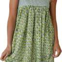 Women Tie Shoulder Mini Dress Floral Ruffle Babydoll Dress Boho Square Neck Sundress Cute Summer Dresses (Large, Green)