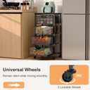 4-Tier Fruit Vegetable Storage Cart - Kitchen Organizer and Storage Cart with Wheels, Wooden Top Metal Wire Fruit Vegetable Rack Stand with Drawers to Storage Cans Snacks for Kitchen(Patent Pending)