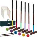 SpexDarxs 28 Six Player Croquet Set, Croquette Kit with Premium Wooden Mallets/Colored Balls/Wickets/Stakes/Carrying Bag, Classic Family Game for Outdoor Backyard Lawn