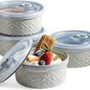 Ramekin Dish Set of 4, 12 oz Creme Brulee Ramekins with Lids, Ceramic Ramekins for Serving Dips, Lava Cake, Pudding, Souffle, Baking Bowls Set Dishwasher and Oven Safe, Gray