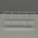 QPEY Large Acrylic Pen Holder 4 Compartments, Clear Pen Holder Organizer Makeup Brush Holder for Office Desk Accessories, Cosmetic Brush Storage Box, Dorm, Bathroom, Kitchen (Clear)