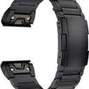 LDFAS Fenix 8/7/6 Pro/5 Plus Band, 22mm Titanium Metal Quick Release Easy Fit Watch Strap with Double Button Clasp Compatible for Garmin Fenix E 7 5 6/Forerunner 935/945/Epix Gen 2 Bands (Black)