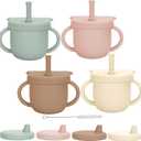 Silicone Baby Sippy Cups, 8.54 Oz 3 Stages Training Cup, Silicone Straw Cup for Infants Toddlers 6-12 Month and Kids 1-3 Year, 4 Colors