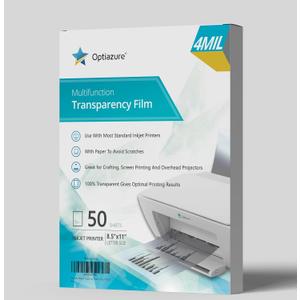 Transparency Film, Overhead Projector Film for Inkjet Printer, Acetate Sheets for Crafts, Letter Size 50 Pack Sheets