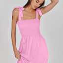 ANRABESS Women Summer Casual Strap Smocked Maxi Flowy Tiered A Line Beach Travel Sundress Wedding Guest Outfits Pink X-Large (Pink, Small)