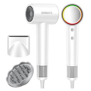 SHRATE Professional High Speed Ionic Hair Dryer | Ultra-Fast Drying | 500 Million Negative Ions | Low Noise | 160000 RPM | Compact Blow Dryer with Magnetic Diffuser for Faster Drying All Hair Types (White)
