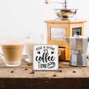 4 x Rise & Shine It’s Coffee Time Wooden Block Plaque - Brown & Gray Tabletop Sign Decor For Friend Family Coworker - 5"x5" Room Cafe Coffee Bar Wood Block - Funny Desk Gifts Favors & Supplies - A08