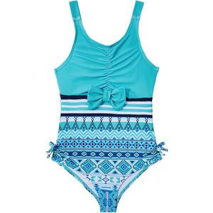 Century Star Girls Bathing Suit One Piece Swimsuit for Kids Cute Bow Striped Swimwear for 4-13 Years, (6-7 Years/M)