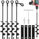 18-Inch Ground Anchors Screw In Heavy Duty, 4 Pack Trampoline Anchors & Stakes High Wind With Wrenches And Straps, Earth Anchors Kit For Swing Sets, Sheds, Camping Tent, Canopies, Mobile Home