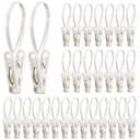 Honeydak 30 Pack Multi-Purpose Laundry Hooks Hanging Clips Bulk with Plastic Rope Hanger Clips for Baby Clothes Closet Organizer for Pants Hat Sock Boot Bra Towel Bathroom Wardrobe (White)