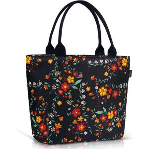Gloppie Lunch Bag Women Insulated Lunch Box Leakproof Lunch Tote Bag for Work Cute Cooler Bags Stylish Flower (Colorful Floral)
