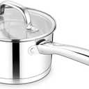 TeamFar 2 qt Saucepan with Lid, Stainless Steel Small Sauce Milk Pan with Tri-ply Bottom for Induction/Gas/Electric/Ceramic, Healthy & Heavy Duty, Mirror Finish & Straight Side, Dishwasher Safe