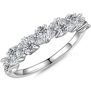 SMILEST Moissanite Wedding Band for Women, Marquise and Round D Color VVS1 Clarity Lab Created Moissanite Band 14K White Yellow Rose Gold Vermeil Vintage Cluster Moissanite Anniversary Band for Women (5#, 14K White Gold-Vermeil)