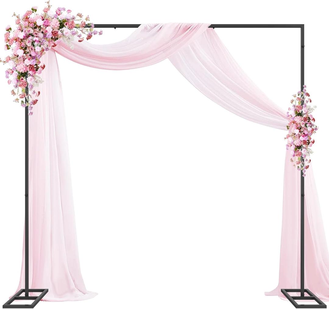 Wokceer Metal Heavy Duty Backrop Stand Square 8x8FT Adjustable Pipe and Drape Kit Black Photo Booth Stand for Wedding Ceremony Birthday Party Photography Exhibition Celebration