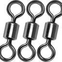 Alwonder Fishing Barrel Swivels, 40 to100-Pack Swivels Fishing Tackle Freshwater Saltwater Swivel Rolling Swivel Heavy Duty Stainless Steel Lures Leaders Line Connectors Terminal Tackle