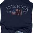 ASTANFY American Flag Tank Top Women Sparkle 4th of July Sleeveless Top Summer Patriotic Shirt Sparkle Graphic Tees (X-Large, Blue)