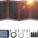 DOKIO 200W Portable Foldable Solar Panel Kit (20x27in, 9.7lb), with Separate Controller and Dual USB, Monocrystalline Charger for 12V Batteries & Power Stations, RV Camping Trailer Emergency Backup (220W)