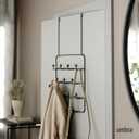 Umbra Estique Over The Door Coat Rack & Multi-Use Organizer, for Coats, Bags, Hats & More, Black/Walnut