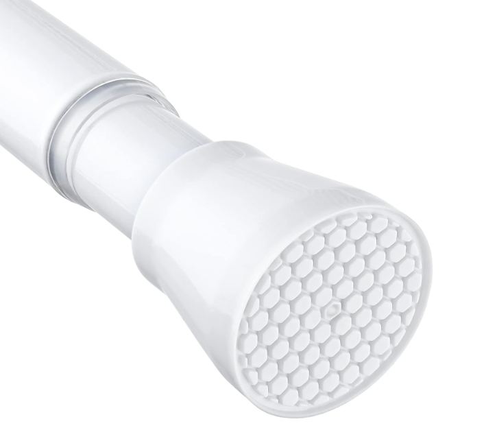 MEXAU Shower Curtain Rod 4577 Inch White Shower Rod 7/8" Tension Curtain Rod Adjustable Curtain Rods No Drilling Shower Tension Rod Shower Curtain Tension Rod for Bathroom Windows Doorways