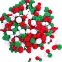 Livder Christmas Pom Poms Pompoms for Art Crafts Gift Decorations, Red Green White, 400 Pieces (Variety Pack)