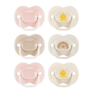 Tommee Tippee Anytime Matte Newborn Pacifiers, 0-6 Months, Symmetrical Baglet, BPA-Free Binkies, Pink and Beige, Pack of 6