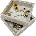 AgentMoon 2-piece Entrance Hall Keys and Coin Storge Tray, Bedside Makeup Removal Tray. Watch,Bracelet,Earrings Storage Dish.Preferred Gift. Size: 12 * 12 * 3cm/3.1oz, Velour Full Wrap. (Tabby Beige)