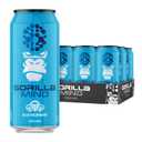 Gorilla Mind Energy Drink | Unmatched Energy  Amplified Focus | N-Acetyl-L-Tyrosine, Alpha-GPC, 200mg Caffeine, Uridine, Saffron | 0 Sugar Or Artificial Colors | 16oz, 12-Pack (Blue Raspberry)