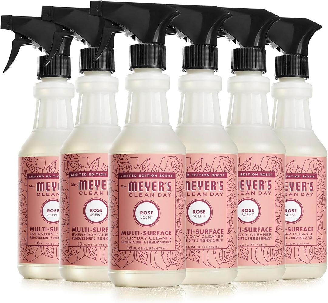 MRS. MEYER'S CLEAN DAY Multi-Surface Everyday Cleaner, Rose Scent, 16 Ounce Bottle (Pack of 6)