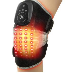 Knee Massager with Heat and Red Light, 2-IN-1 Heating Pad with Massager for Knee Shoulder, 660nm&850nm Red Light Therapy Heated Device for Pain Relief, 5 Vibration Modes & 6 Heating Levels