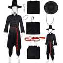 Huayijiayin Costume Coat Shirt Pant Belt Hat Outfit Suit for Men (Black1, 3XL)