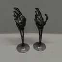 LemonRoad 2 Pcs Halloween Skull Candle Holders Halloween Table Centerpieces Fireplace Decorations Skeleton Gothic Decor Horror Skeleton Skull Candlestick Holders for Home Office Bar Party Supplies