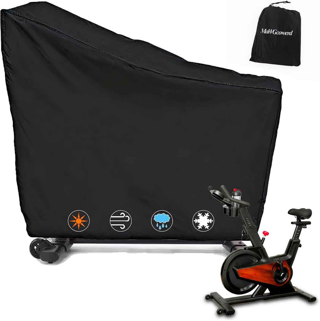 Exercise Bike Cover, Upright Indoor Cycling Protective Cover, Oxford Waterproof Fabric, Windproof, Dustproof, UV Resistant-for Peloton、Schwinn、NordicTrack，Ideal for Indoor and Outdoor Use (Black)