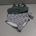 Girls Tankini Swimsuits Tropical Print Bathing Suit Two Piece Girls' Swimwear with Tie Side Knot (13-14 Years, Green)