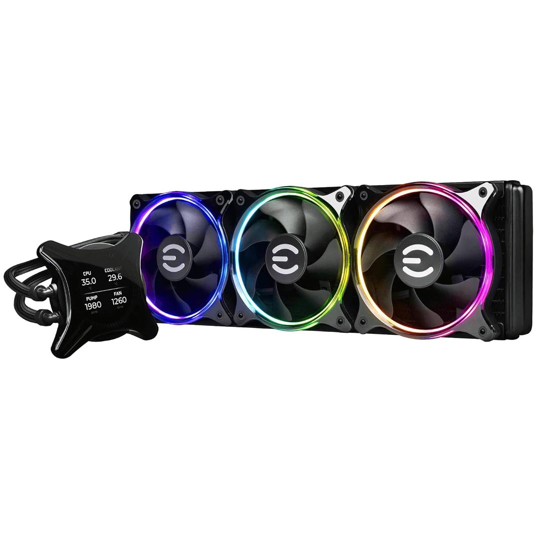 EVGA CLCx 360mm All-in-One LCD CPU Liquid Cooler, 3X 120mm PWM ARGB Fans, Intel, AMD, 400-HY-CX36-V1