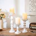 Romadedi Candle Holder Pillar Candles Wood Vintage - Set of 3 Candle Holders for Candles Country House Rustic Country House Style Decoration Living Room Table Decoration Autumn Spring Table Wedding