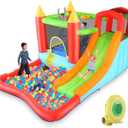 Bounce House,Inflatable Bounce Castle with Blower for Kids 3-12,Outdoor/Indoor Bouncy House Water Park for Backyard with Splash Slide,Climbing Wall,Ball Pit,Jumping Area (146" x 103" x 73")