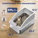 FURTIME Stainless Steel Litter Box with Lid, XL Metal Cat Litter Box for Big Cats, Extra Large Box High Sided, Non-Sticky, Easy to Clean, Anti-Urine Leakage, Include Metal Litter Scoop (Silver Gray)