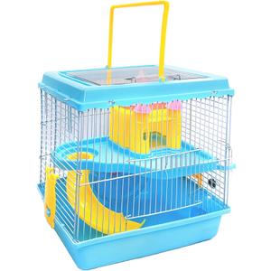 Tfwadmx Hamster Carrier, Dwarf Hamster Travel Cage, Portable Cages with Water Bottle, Gerbil Travel Carry Case Outdoor Vacation House for Small Mice(Blue,10.6x8x11.4)
