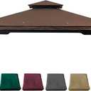 Replacement Gazebo Cover Compatible with SUNJOY 10 x 12 Regency II Patio Gazebo, L-GZ798PST, A111014400,(11X13 Ft) A101004104,A101004105,A111002001,(Brown)