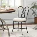 Bronze Decorative‑Back Iron Upholstered Vanity Stool  18.7"D x 15.94"W x 32.48"H