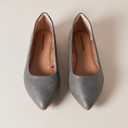 Amazon Essentials womens Comfortable Square-Toe Slip On Ballet Flat (14, Charcoal)