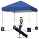 GarveeLife 10x10 Pop Up Canopy with One Button Push Setup - Heavy Duty Outdoor Canopy Tent with Portable Roller Bag - 3 Adjustable Height, 4 Weight Bags, 8 Stakes & 4 Guy Ropes Included, Blue