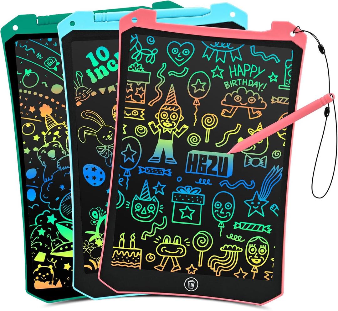 EooCoo Toddler Drawing Toys, 3 Pack 10" LCD Writing Tablet Learning Toys for Kids, Mess Free Coloring Used for Travel Games, Toddler Easter Basket Stuffers, Girls Boys Gifts for 3 4 5 6 7 Years Old