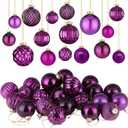 Liliful 24 Pcs Purple Glass Christmas Ball Ornaments Christmas Tree Decoration Hanging Balls Neutral Vintage Mercury Ornaments for Xmas Festival Home Wedding Holiday Farmhouse Party Decor, 2.36 Inch