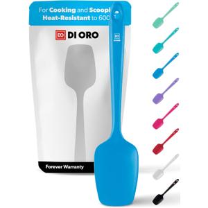 DI ORO Silicone Spoon Spatula  - 600F Heat-Resistant Large Silicone Spoonula Scraper - BPA Free Nonstick Cookware Safe Rubber Kitchen Utensil for Baking, Cooking, & Mixing (Blue)