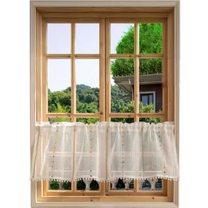 Jayla Boho Valance Curtains for Kitchen, Boho Tassel Kitchen Curtain, Rod Pocket Window Valances, Short Cafe Curtains for Bathroom Small Window Country Rustic, 71" Wx39 L