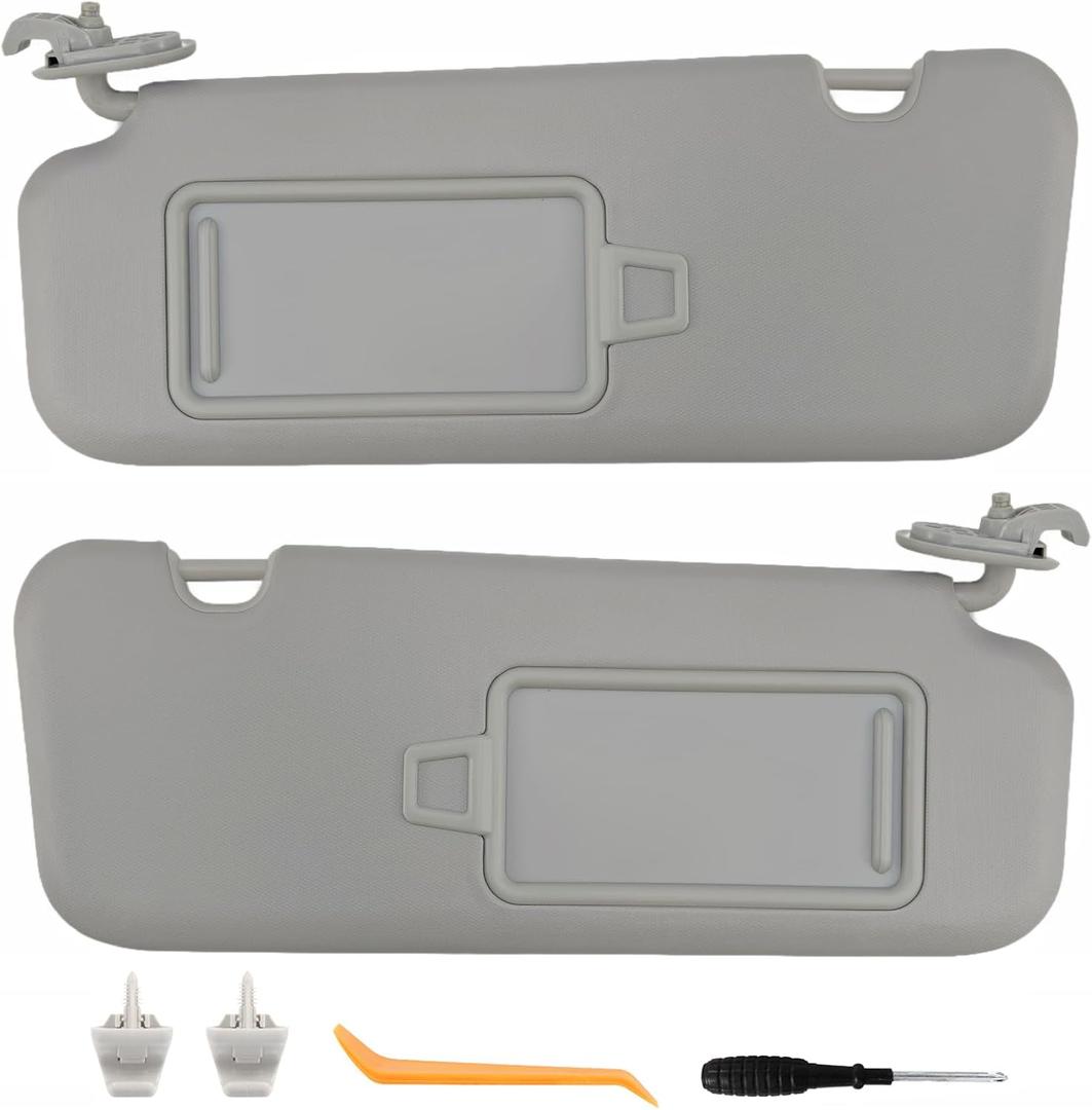 Pair Sun Visor Compatible with 2017-2020 Hyundai Elantra, Driver & Passenger Side Sunvisor Replacement Kit with Vanity Mirror & Clips and Manual, Replaces OEM 85210-F2150-XUG (Color Gray) ((Gray) Left & Right)