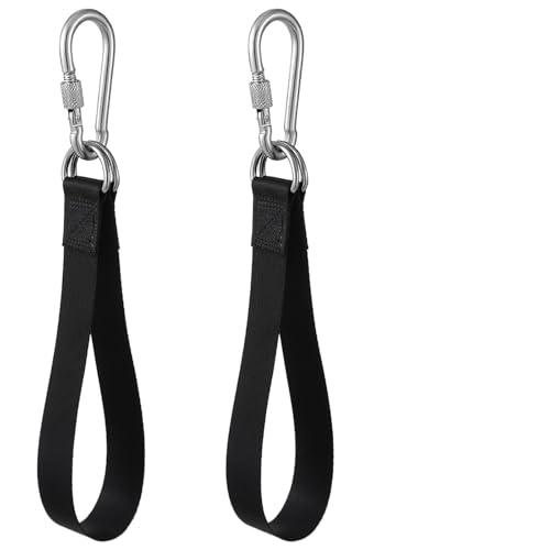 2 Pcs Tree Swing Straps Kit Black Hammock Tree Straps with Safer Lock Snap Carabiner Hooks Hanging Straps for Tree Swing Chair Seat Gym Bar Handle Cable Outdoor