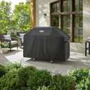63-Inch Grill Cover for Weber Genesis 300, Heavy Duty BBQ Cover with Straps, Black, 63W x 25.6D x 43.4H inches