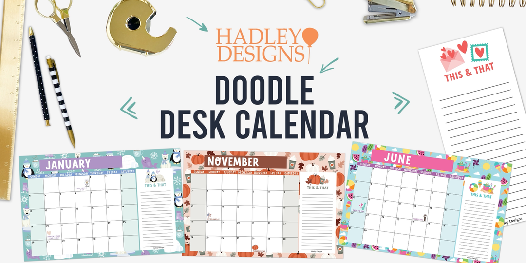 Hadley Designs Large Desk Calendar 2026-2027 - Desktop Calendar 2026, 18 -Month Desk Planner with Notes for Home, Office & Classroom, Cute Classroom Decor Teacher Must Haves, January 2026 to June 2027